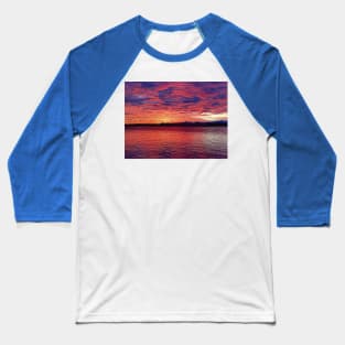 Red and Purple Pacific Northwest Sunset from the Edmonds Ferry Baseball T-Shirt